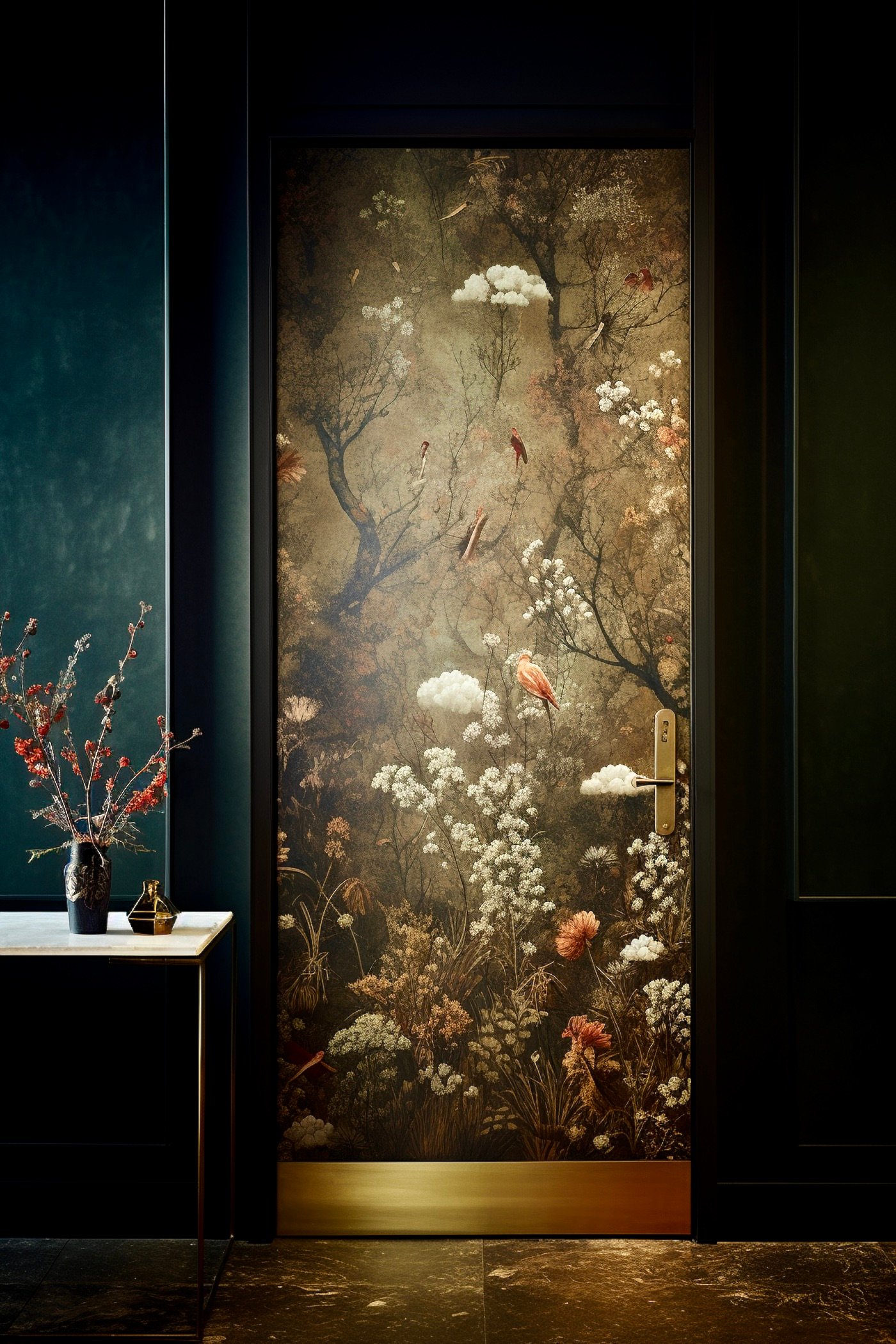 poser lé de papier peint japonisant mur sombre appartement parisien