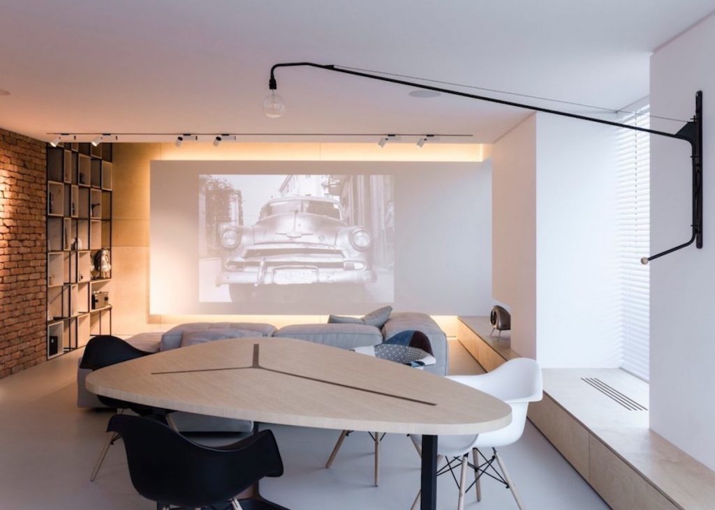 appartement esprit loft salon salle à manger lampe