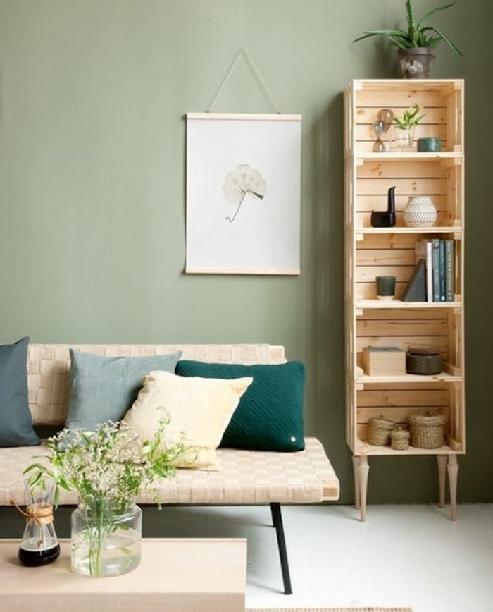 nuance de vert bois clair banquette blanc
