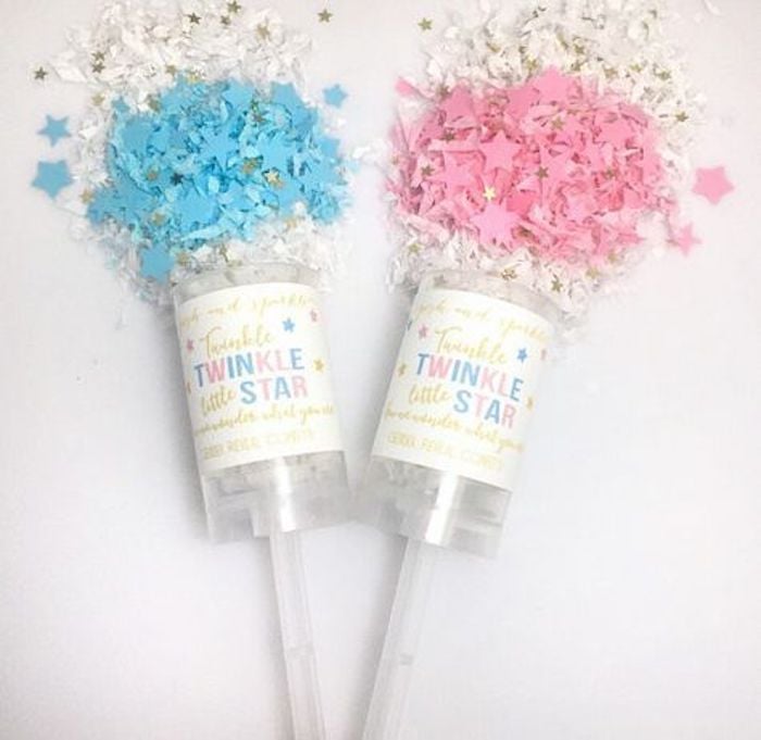 blog déco clemaroundthecorner gender reveal party confettis fille garçon confetti popper