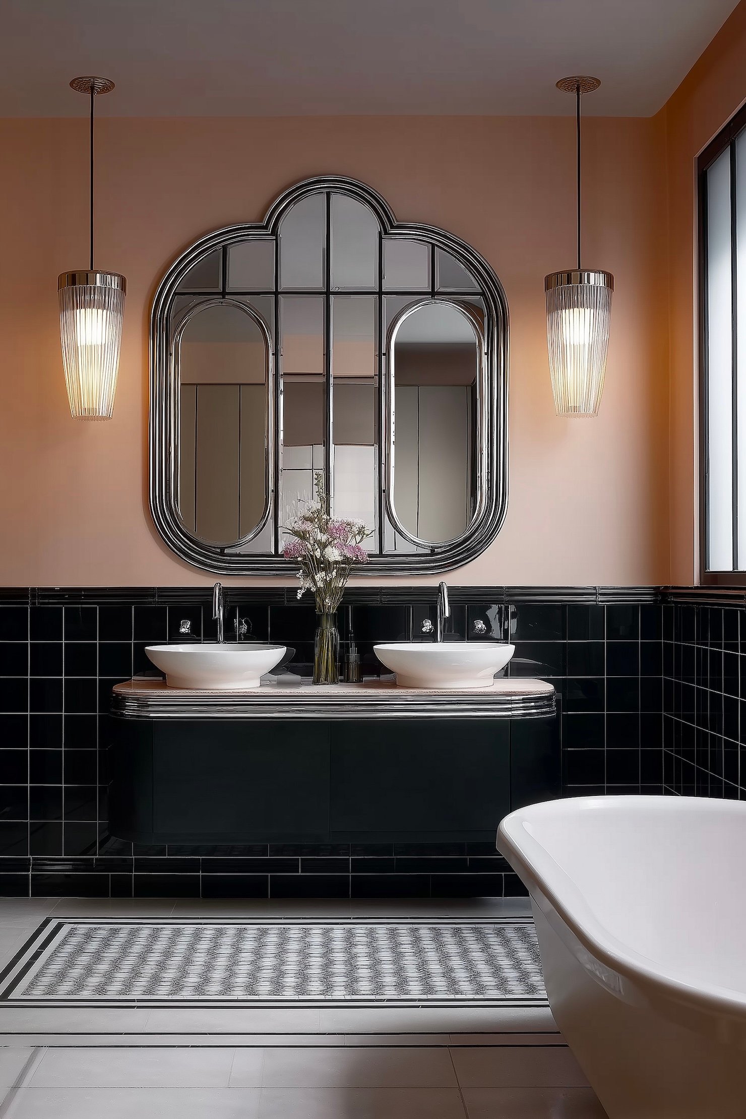 architecture intérieur années 30 folles métal rose