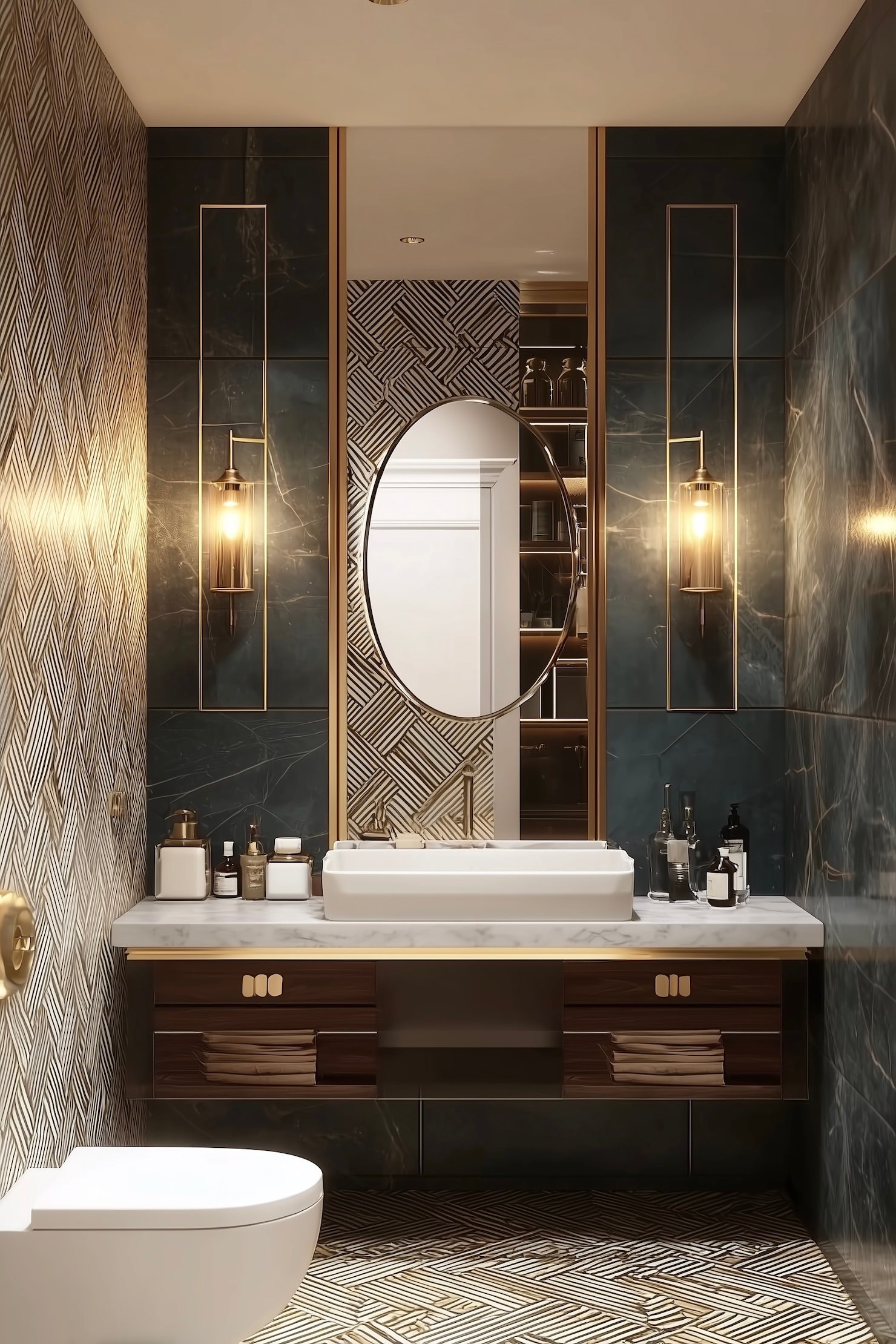 caractéristiques Art Déco salle de bains graphique