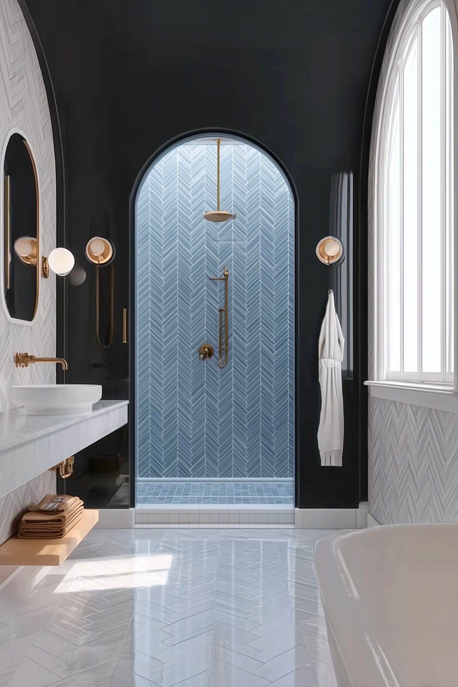 idée décoration blanche bleu orientale minimaliste arche