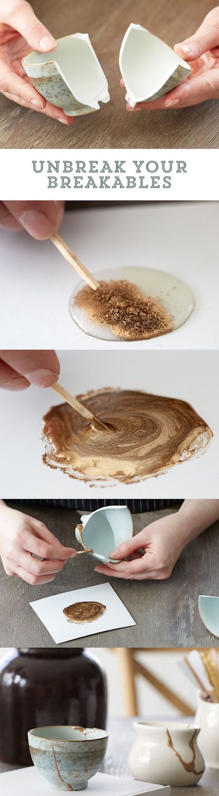 kintsugi diy do it yourself réparer céramique brisée japon