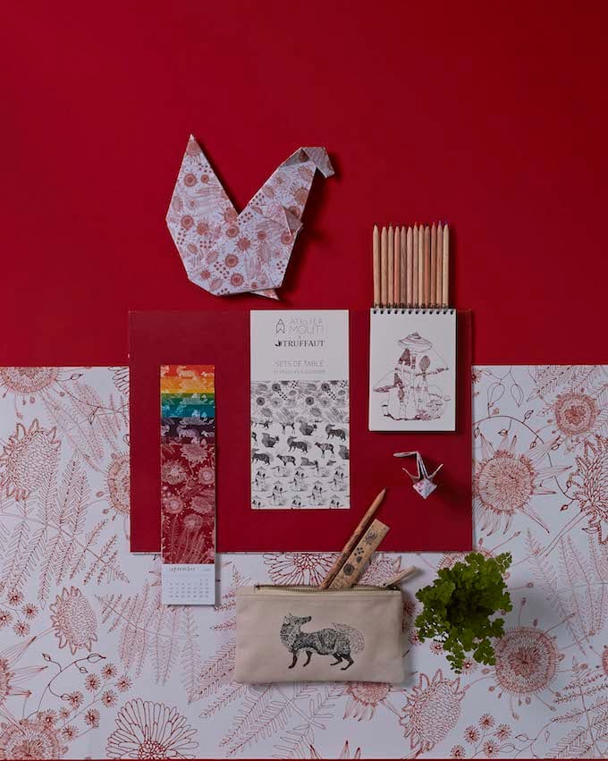 truffaut x atelier mouti collection papeterie rouge - blog déco - clem around the corner