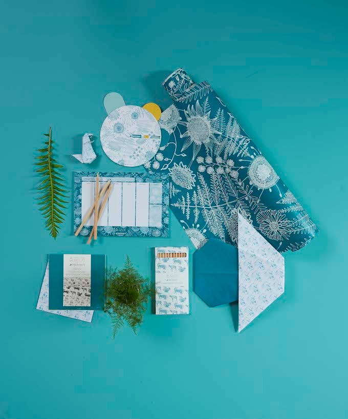 truffaut x atelier mouti collection papeterie bleu turquoise - blog déco - clem around the corner