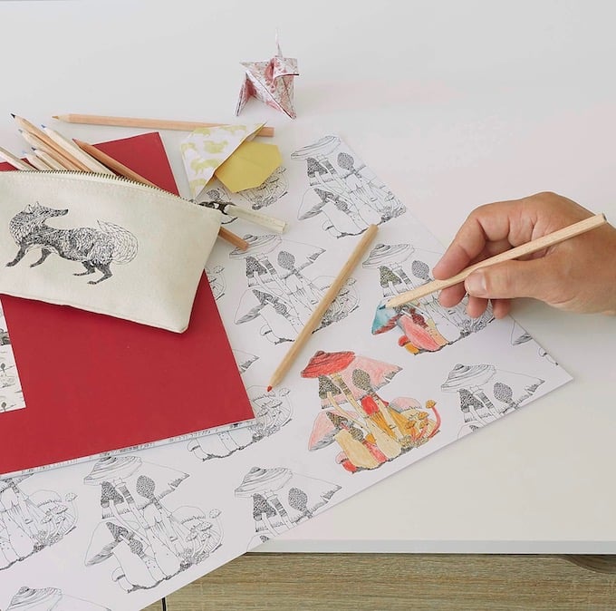 truffaut x atelier mouti collection coloriage set de table champignon - blog déco - clem around the corner