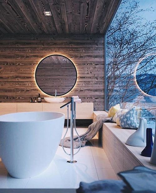 suite parentale chalet montagne baignoire ilot bois