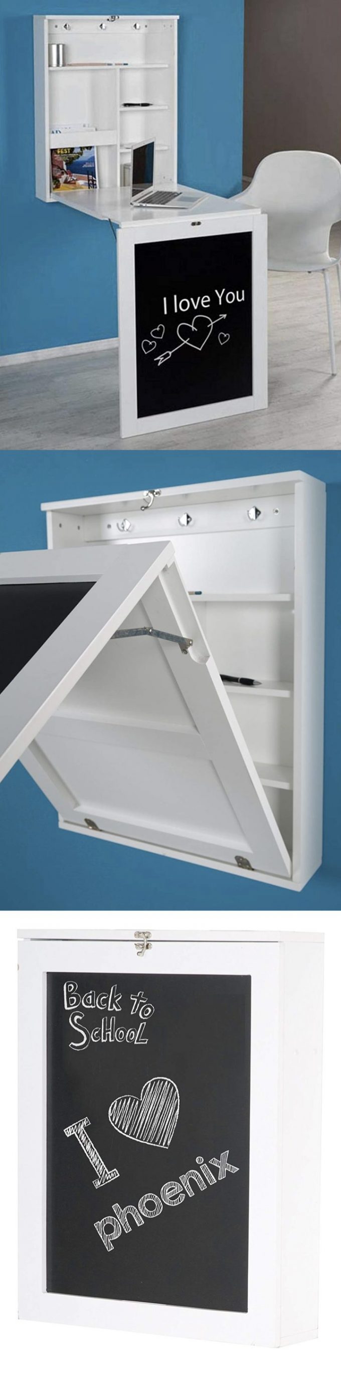 bureau retractable mural pour petit espace enfant pas cher enfant avec tableau noir - blog déco - clem around the corner