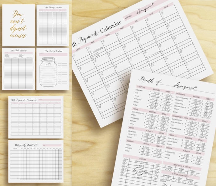 tableau suivi emprunt pour carnet annuel agenda finance dépense budget