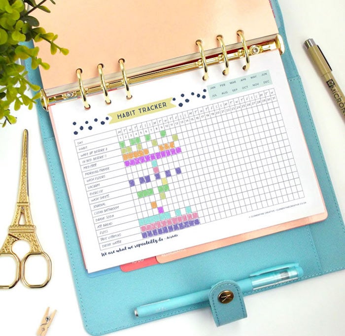 planner à imprimer tracking habitudes bullet journal couleurs création blog déco diy