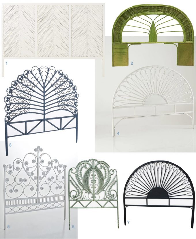 tête de lit en rotin couleur bleu verte blog déco vintage clem around the corner