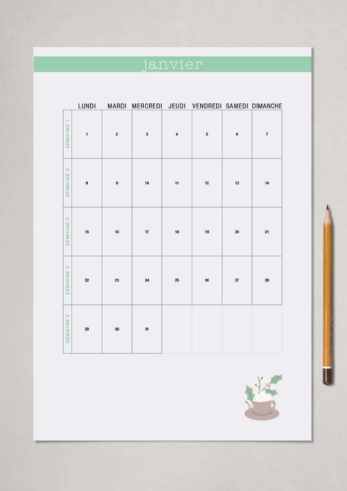 planner à télécharger mensuel blog déco calendrier mois gratuit