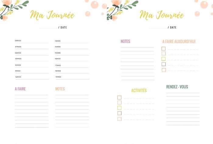 planner à imprimer daily planning blog déco quotidien agenda