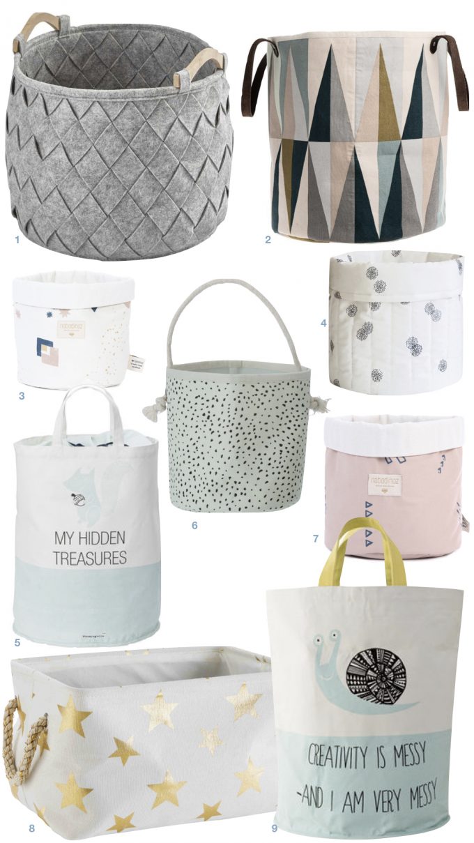 rangement ludique chambre enfant panier rigolo pour jouet motif scandinave blog déco clem around the corner