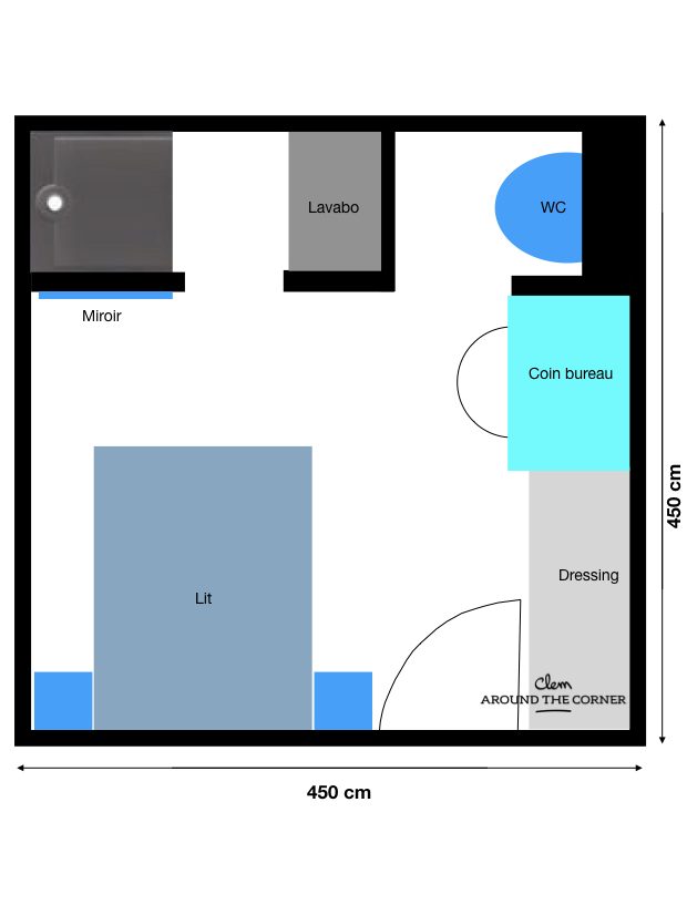 chambre plan suite parentale 18m2 salle de bain dressing blog déco clem around the corner
