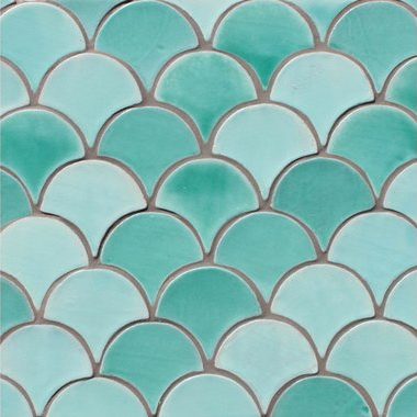 crédence céramique forme éventail style art déco turquoise artisanat