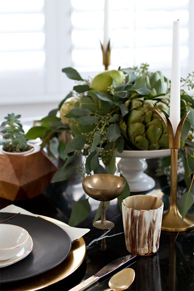 que faire avec des artichauts déco or végétale plantes vertes table noire clemaroundthecorner blog déco