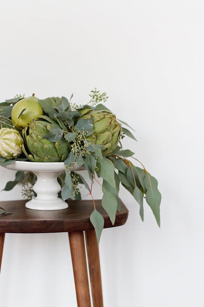 que faire avec des artichauts bouquet centre de table poires courgettes légumes vert clemaroundthecorner blog déco