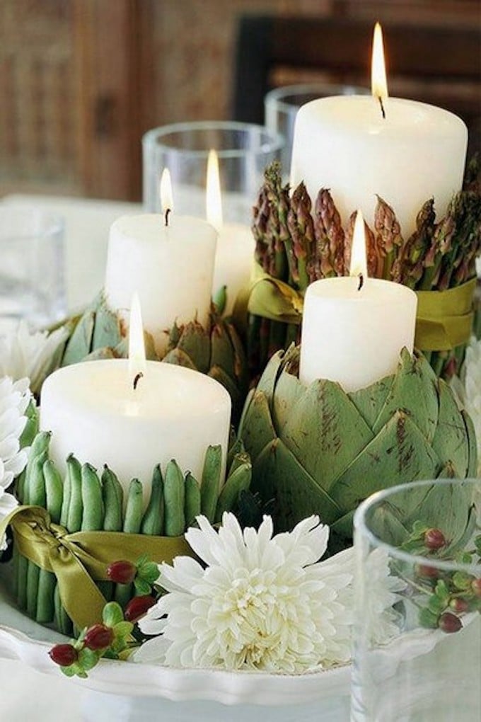 que faire avec des artichauts déco végétale bouquet avec artichaut bougie clemaroundthecorner blog déco 
