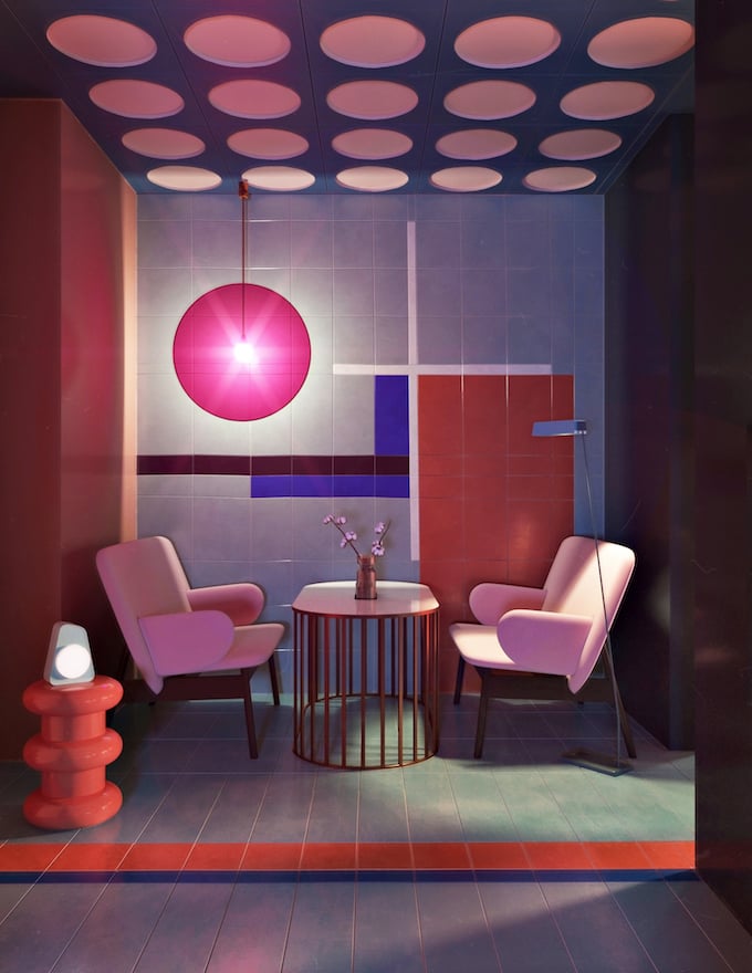 daria zinovatnaya blog déco clemaroundthecorner salon rose blush color block ukraine décoration