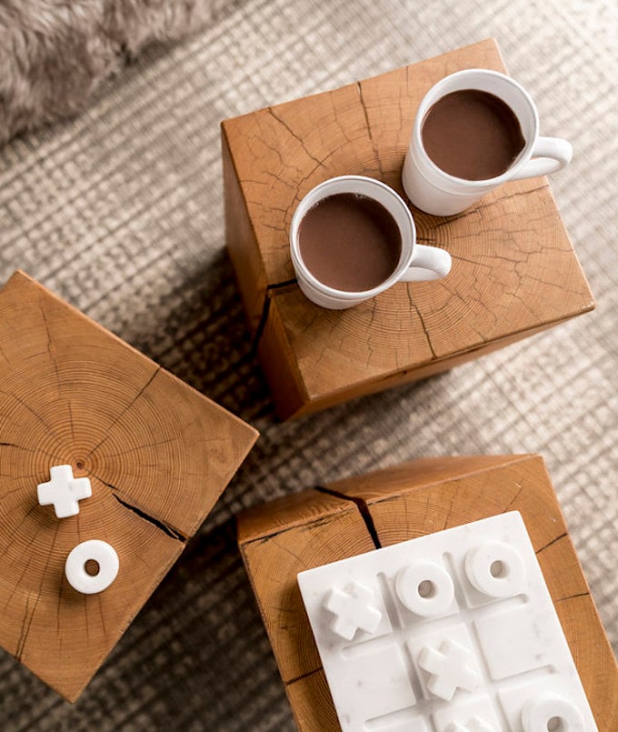 hygge ambiance montagnarde table basse rondin