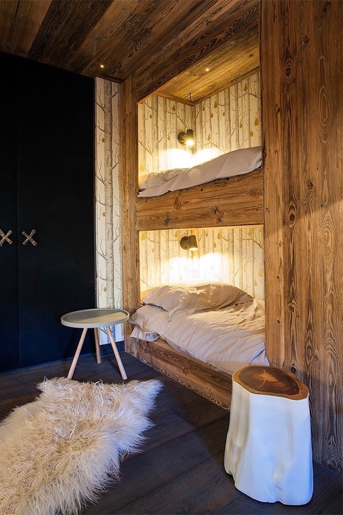 chalet megève chambre lutin lit superposé montagne bois - blog déco - clem aroud the corner