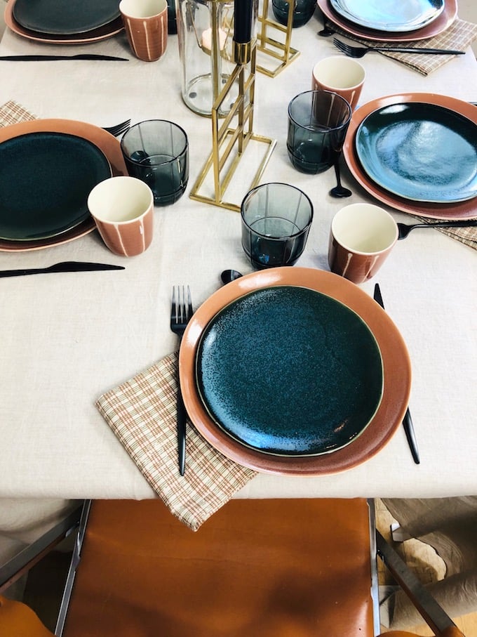 décoration table d'automne orange doré or terracotta nappe en lin naturel - blog déco - Clem Around The Corner