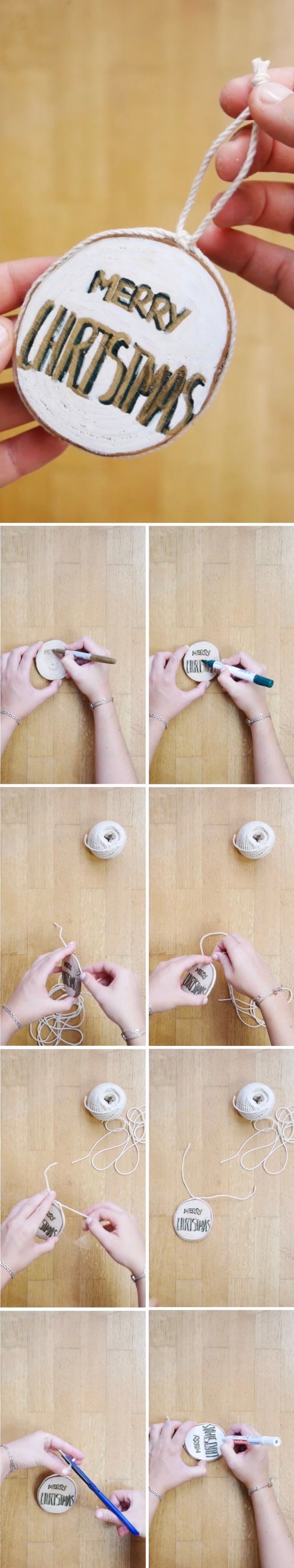 boules de noël diy création rondin de bois hygge écriture blog déco clem around the corner