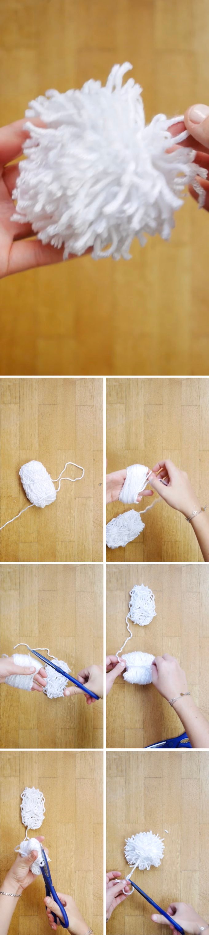 boules de noël diy création pompon blanc laine blog déco clem around the corner