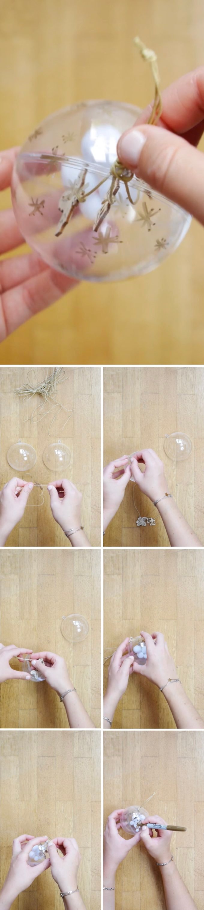 boules de noël diy création suspensions bois hygge cordelette blog déco clem around the corner