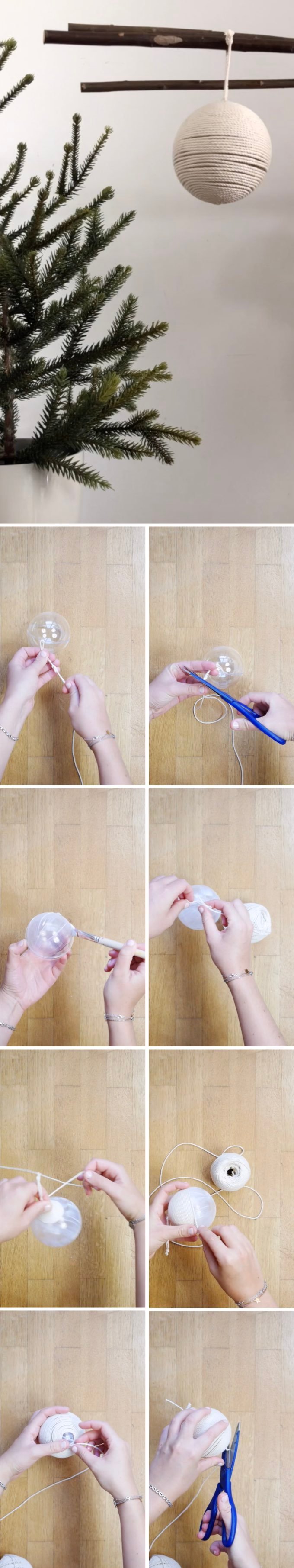 boules de noël diy déco hygge cordelette colle vernis blog déco clem around the corner