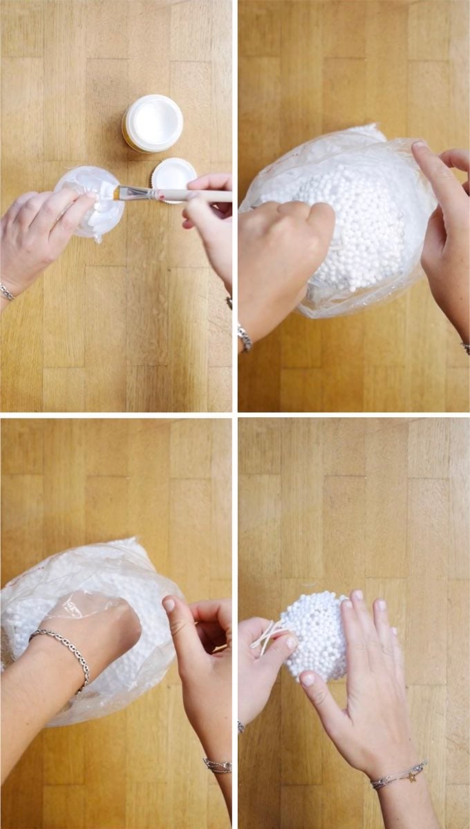 boules de noël diy fausse neige polystyrène blog déco clem around the corner