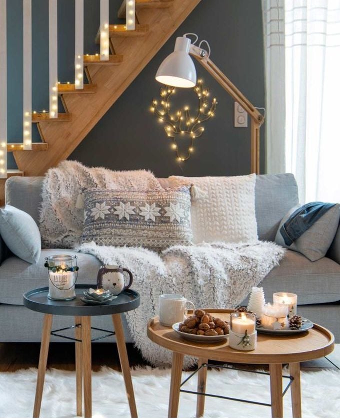 passer son appartement en mode hiver table basse bois lot trois gris blanc blog déco clem around the corner