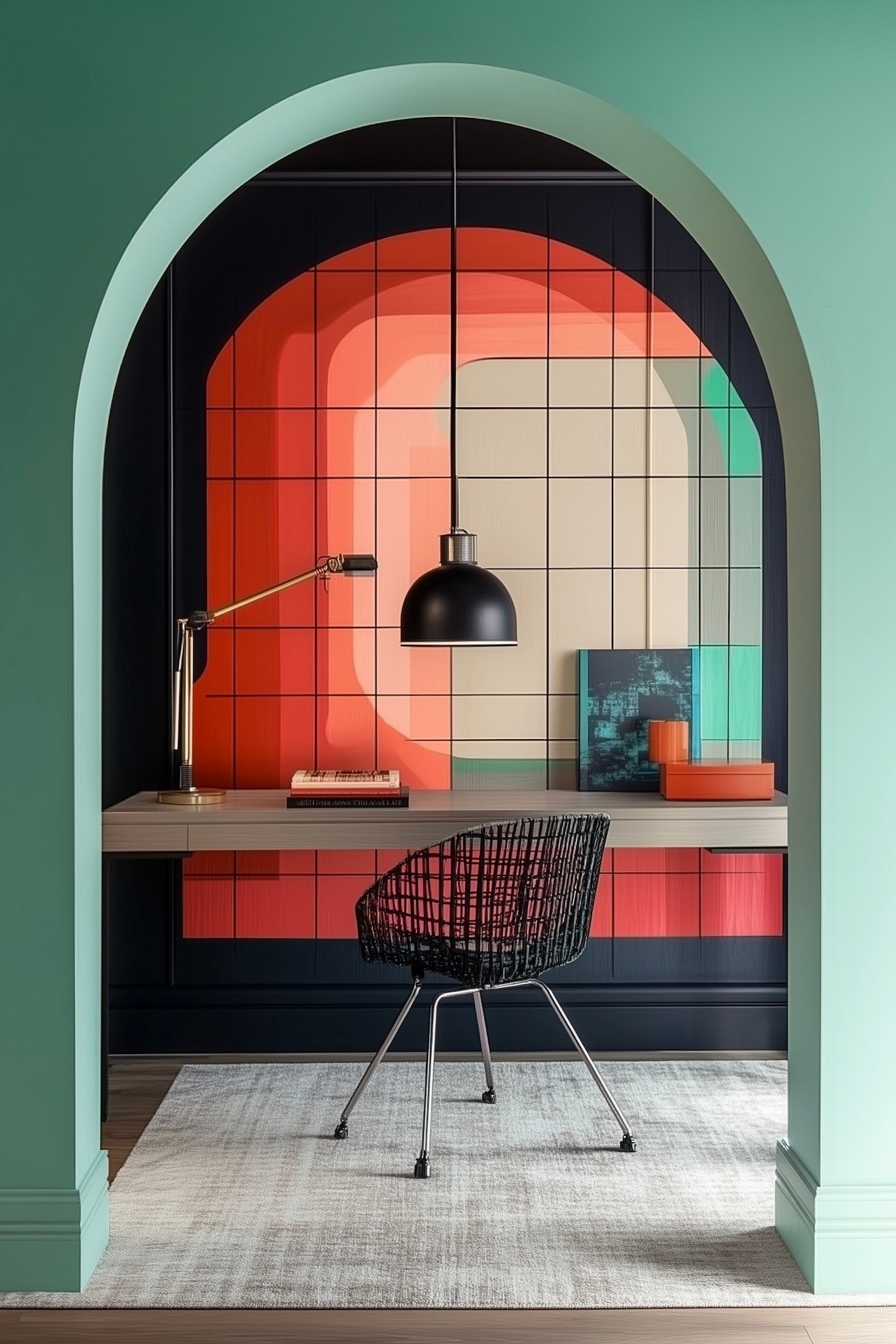 coin bureau arche coloré salon design