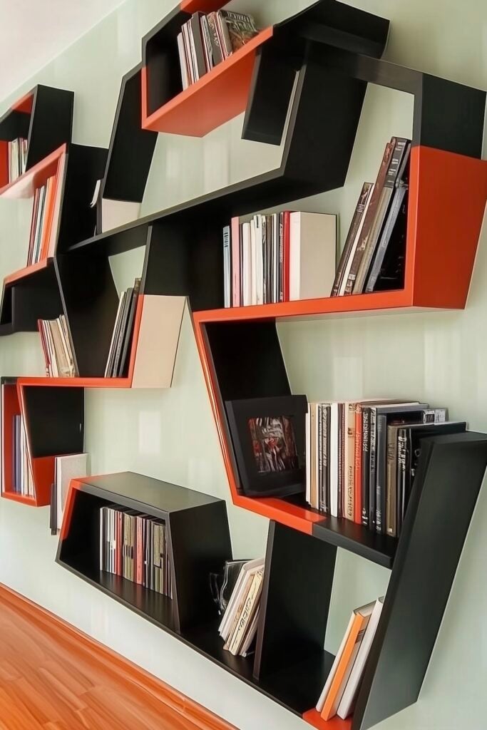 déco graphic étagère géométrique design rouge