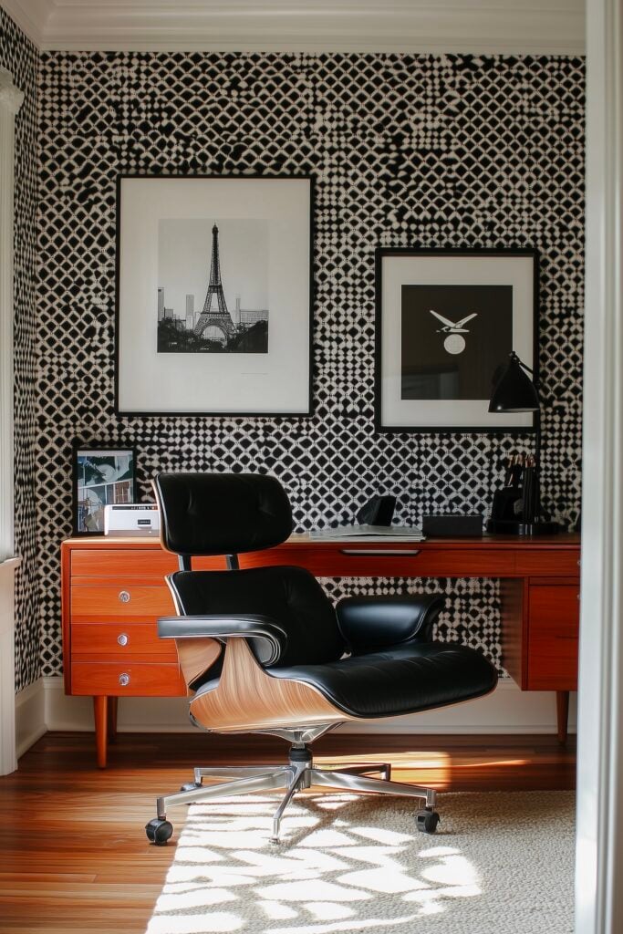 papier peint triangle fait main monde sauvage bureau lounge Corbusier