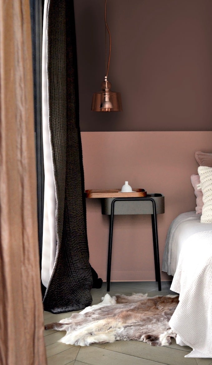 Peinture écologique avis Pure & Paint décoration chambre mur bicolore vieux rose - blog deco - clem around the corner