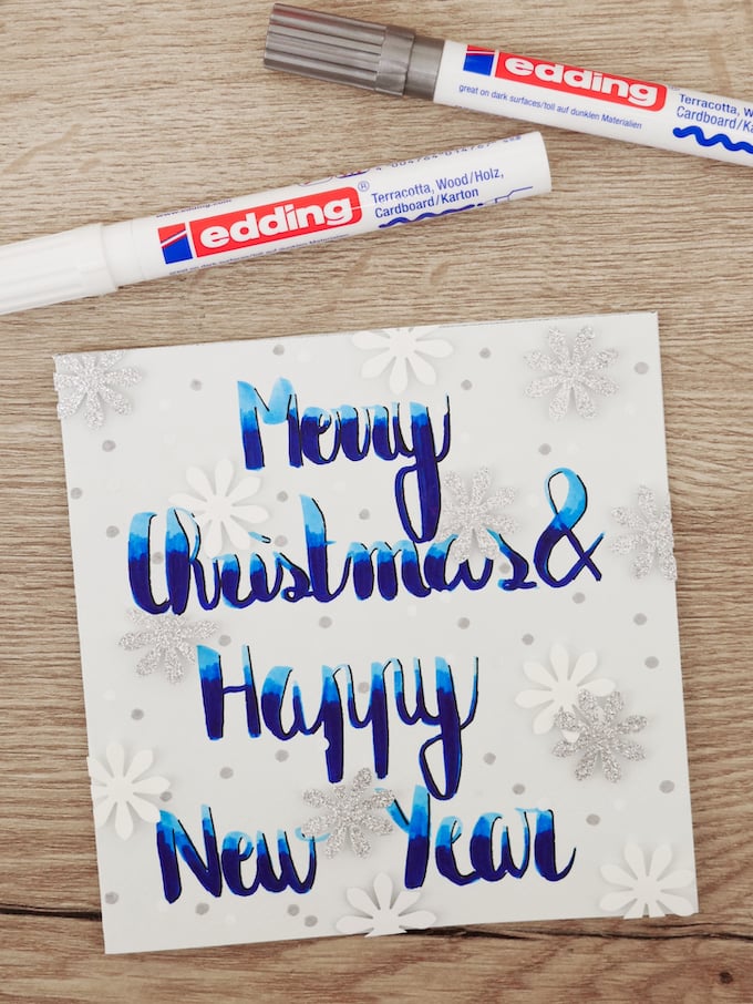 carte de voeux fin d'année neige bleu feutres flocons blog déco clem around the corner