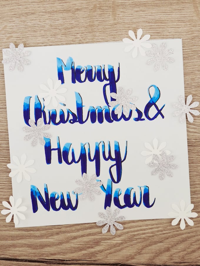 carte de voeux fin d'année neige feutres flocons blog déco clem around the corner