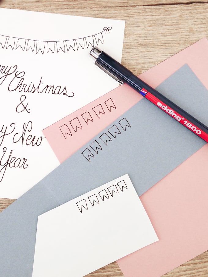 carte de voeux fin d'année festive papier scotch paillettes feutres fanions blog déco clem around the corner