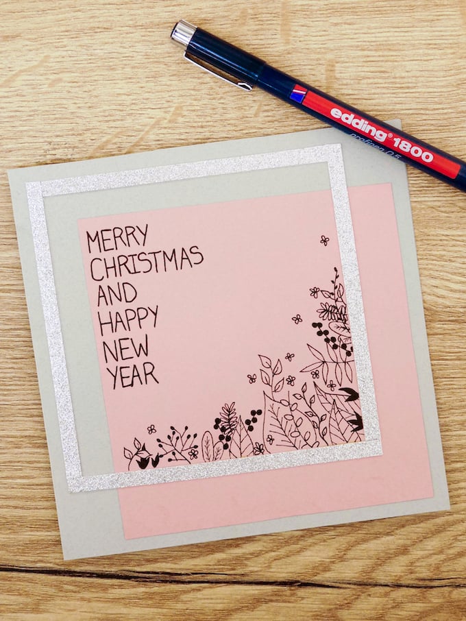 carte de voeux fin d'année fleurs design dessin stylo rose blog déco clem around the corner