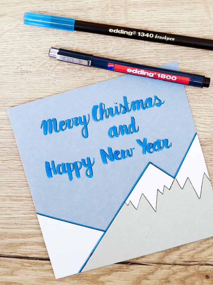 carte de voeux fin d'année calligraphie montagne feutre blog déco clem around the corner