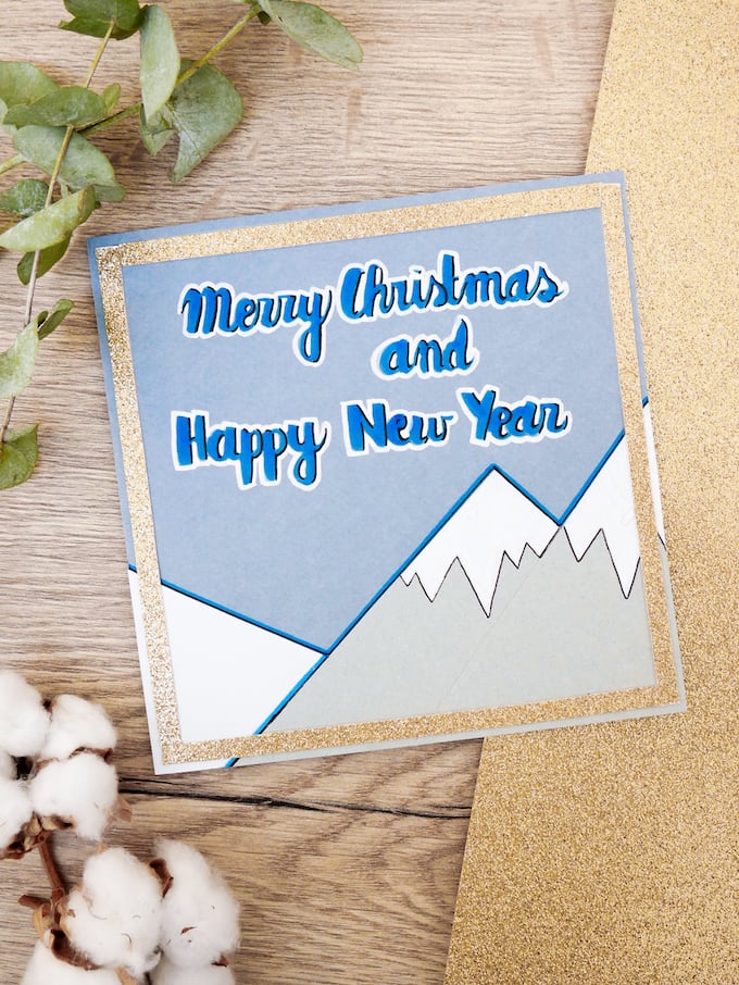 carte de voeux fin d'année montagne feutre eucalyptus fleur de coton blog déco clem around the corner