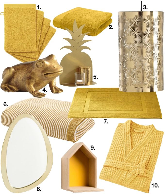 déco couleur jaune moutarde salle de bain blog déco clem around the corner