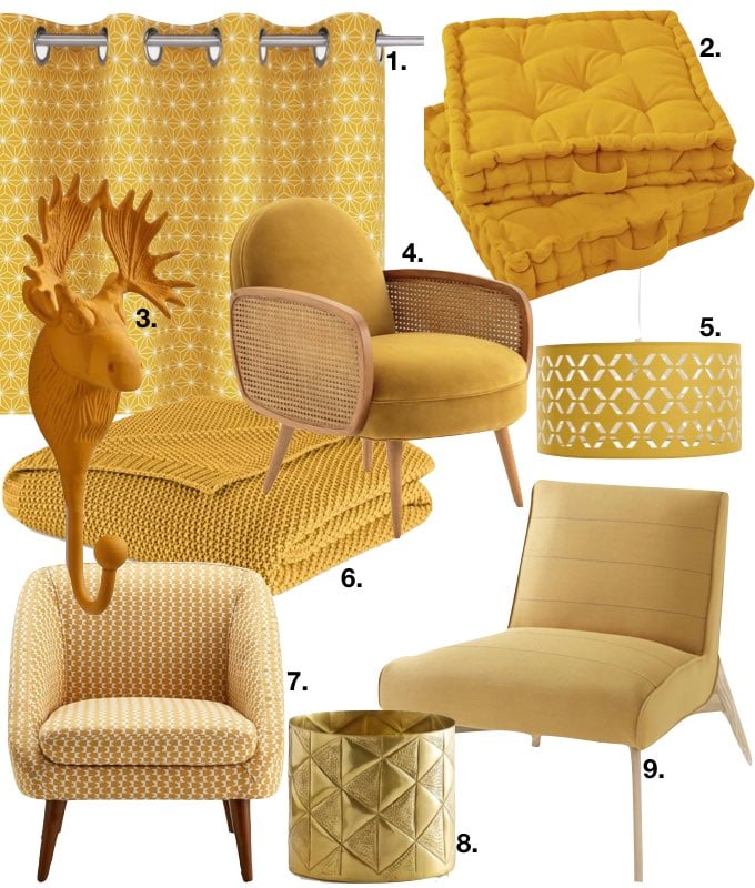 déco couleur jaune moutarde salon blog déco clem around the corner