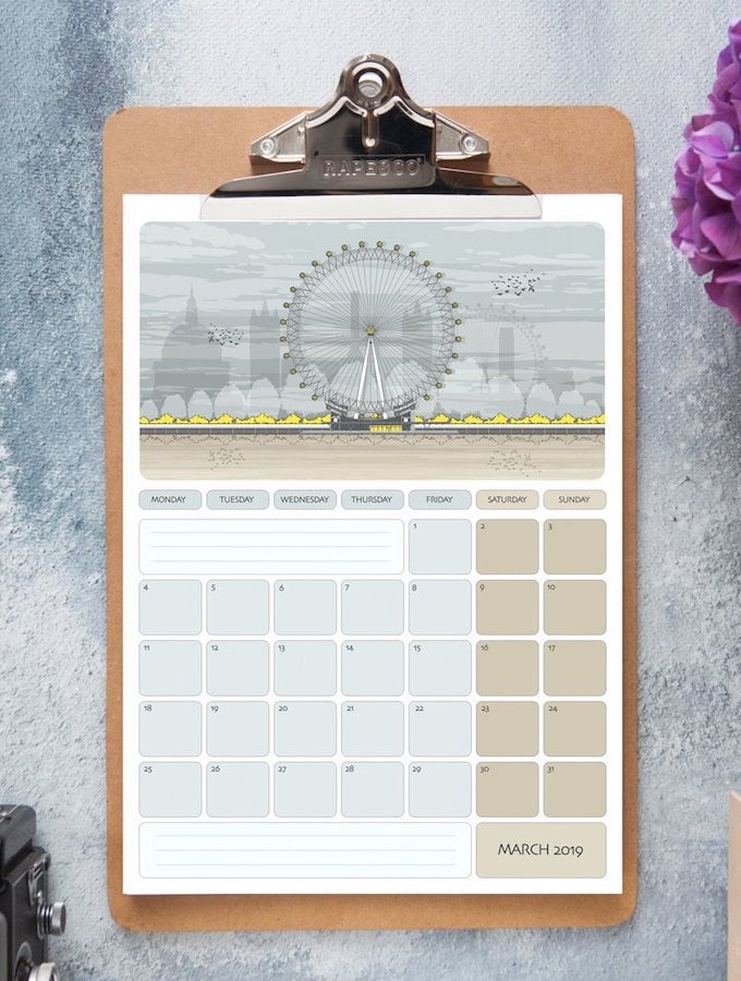 calendrier 2019 original londres architecture ville blog déco clem around the corner