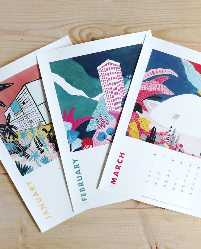 calendrier 2019 original couleurs coloré design graphic blog déco clem around the corner