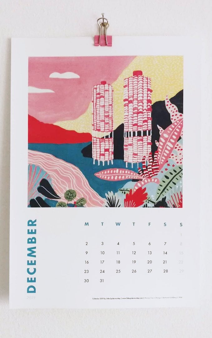 calendrier 2019 original couleurs graphisme surréaliste blog déco clem around the corner