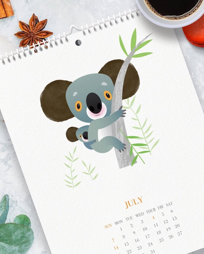calendrier 2019 original animaux enfant illustration design blog déco clem around the corner